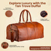 Full-Grain Leather Weekender Duffel Bag – 55L Travel & Overnight Bag Tan