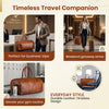 Full-Grain Leather Weekender Duffel Bag – 55L Travel & Overnight Bag Tan