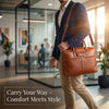 Full-Grain Leather Laptop Backpack – 15.6” Office & Travel Bag Tan