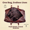 Full-Grain Leather Weekender Duffel Bag – 55L Travel & Overnight Bag Brown